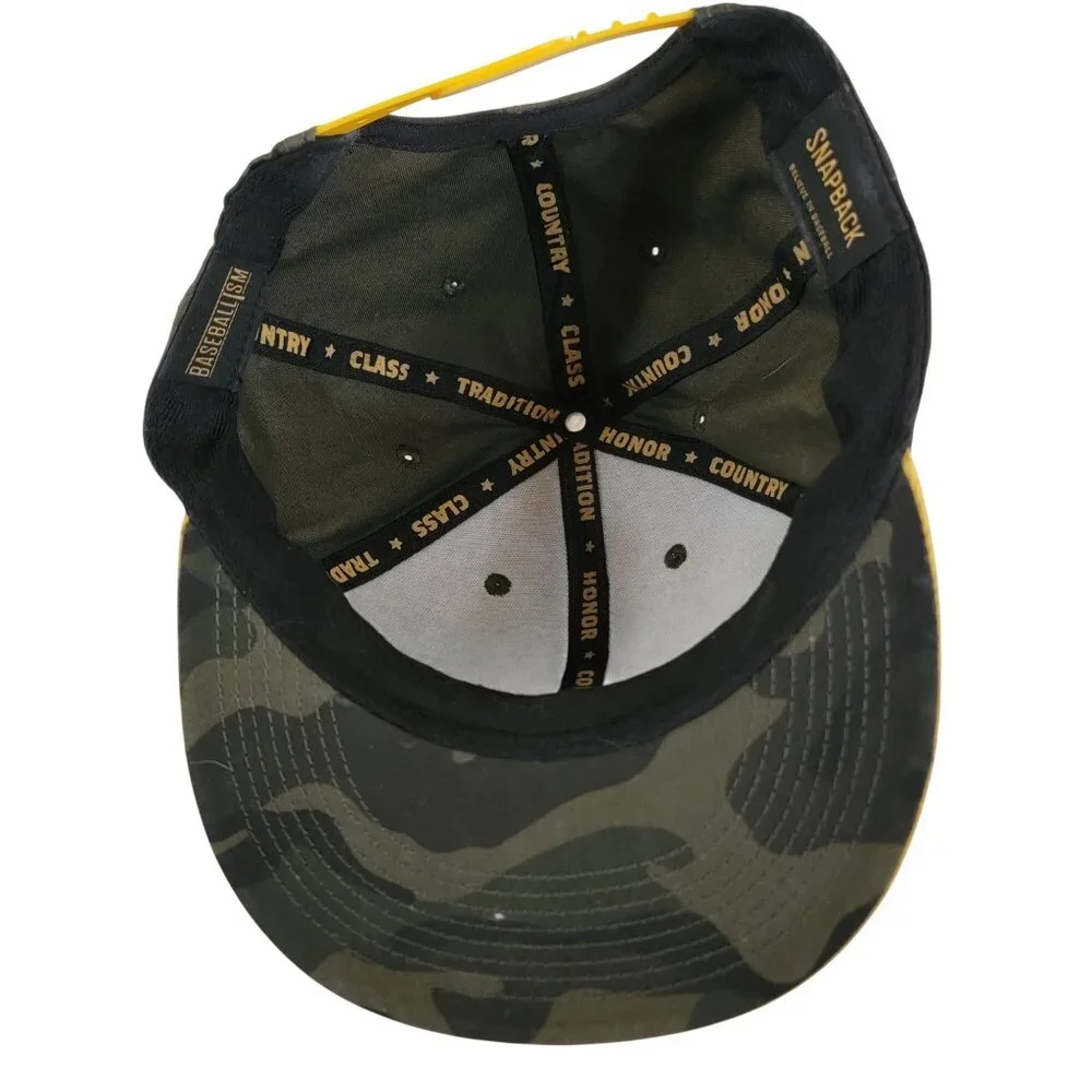 Baseballism Camo Snapback Hat Green Camouflage Yellow Brim Adjustable Baseball C
